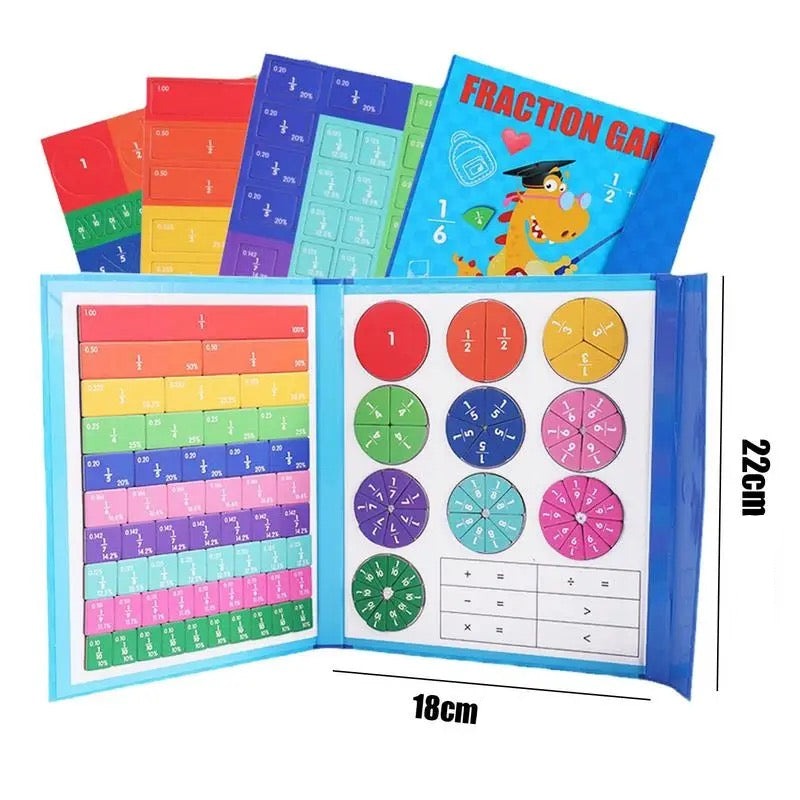 Tableau magnétique coloré avec fractions et tuiles mobiles