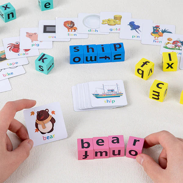 Jeu éducatif complet avec accessoires en bois et cartes illustrées