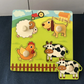 Vue rapprochée d'un puzzle en bois avec motifs de fruits