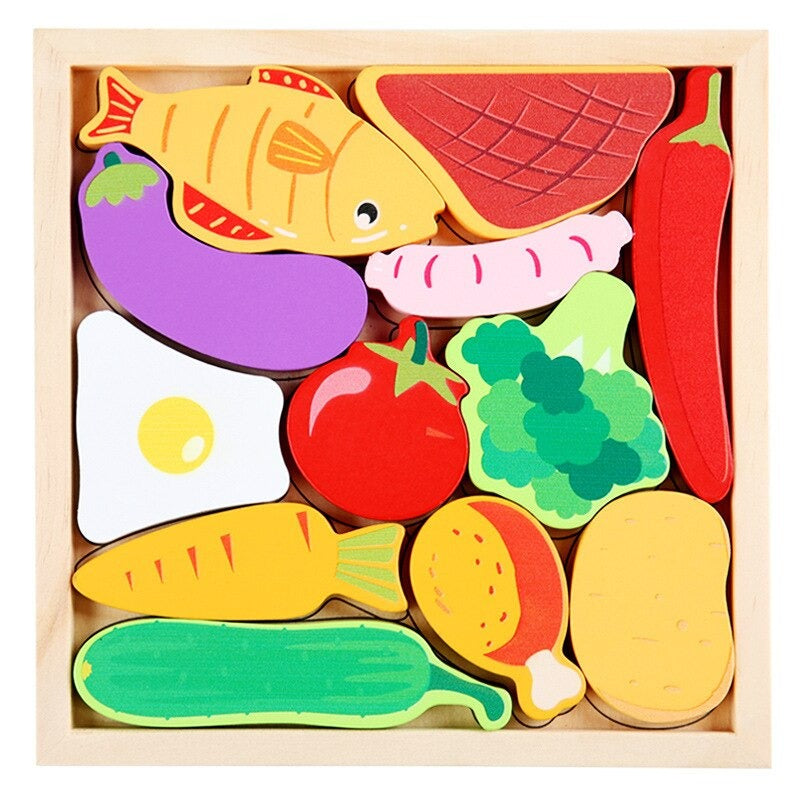 Puzzle en bois avec motifs colorés pour développer la motricité