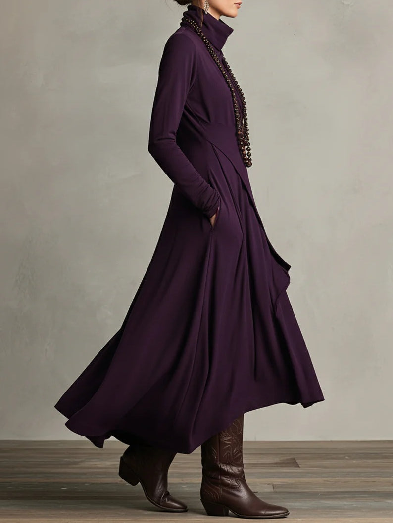 Vue de profil de la robe fluide et asymétrique