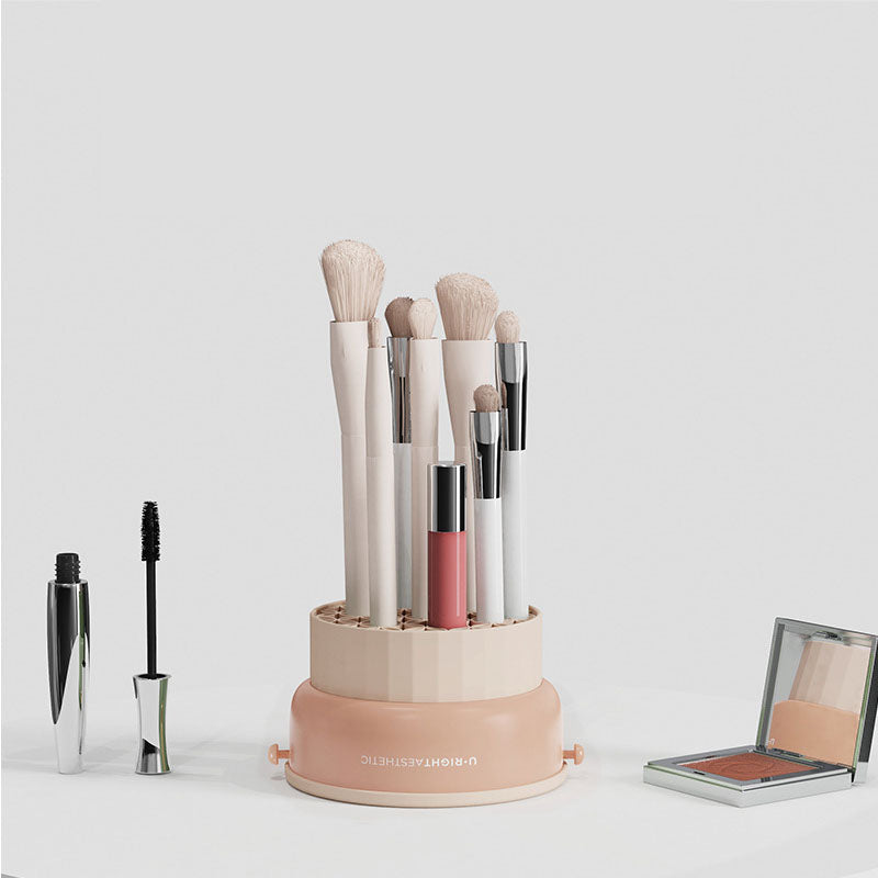 Organisateur transparent avec pinceaux visibles et accessibles