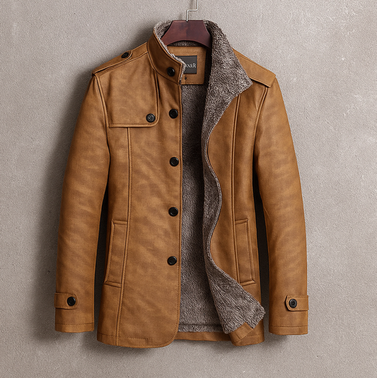 Manteau en suède pour homme, texture riche et moderne