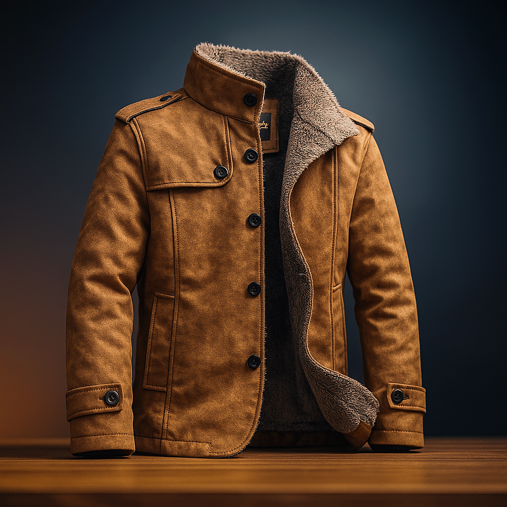 Manteau en suède vintage, fermeture à boutons premium
