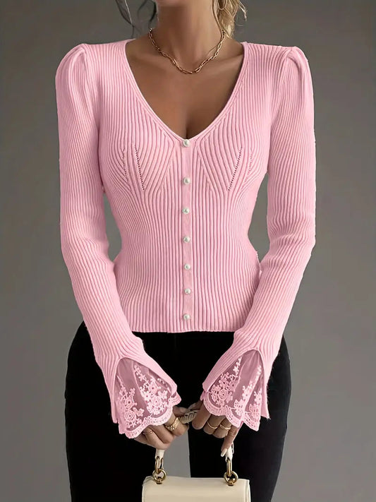 Vue complète du pull, style chic et sophistiqué