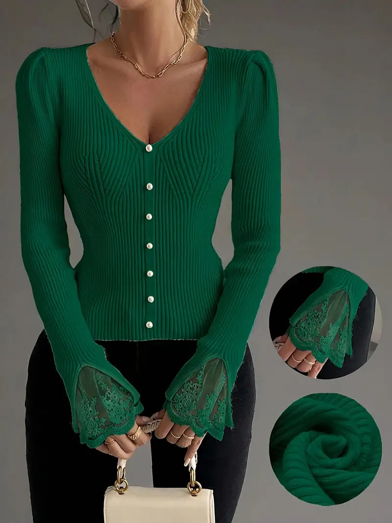 Pull à côtes en viscose, polyamide et polyester