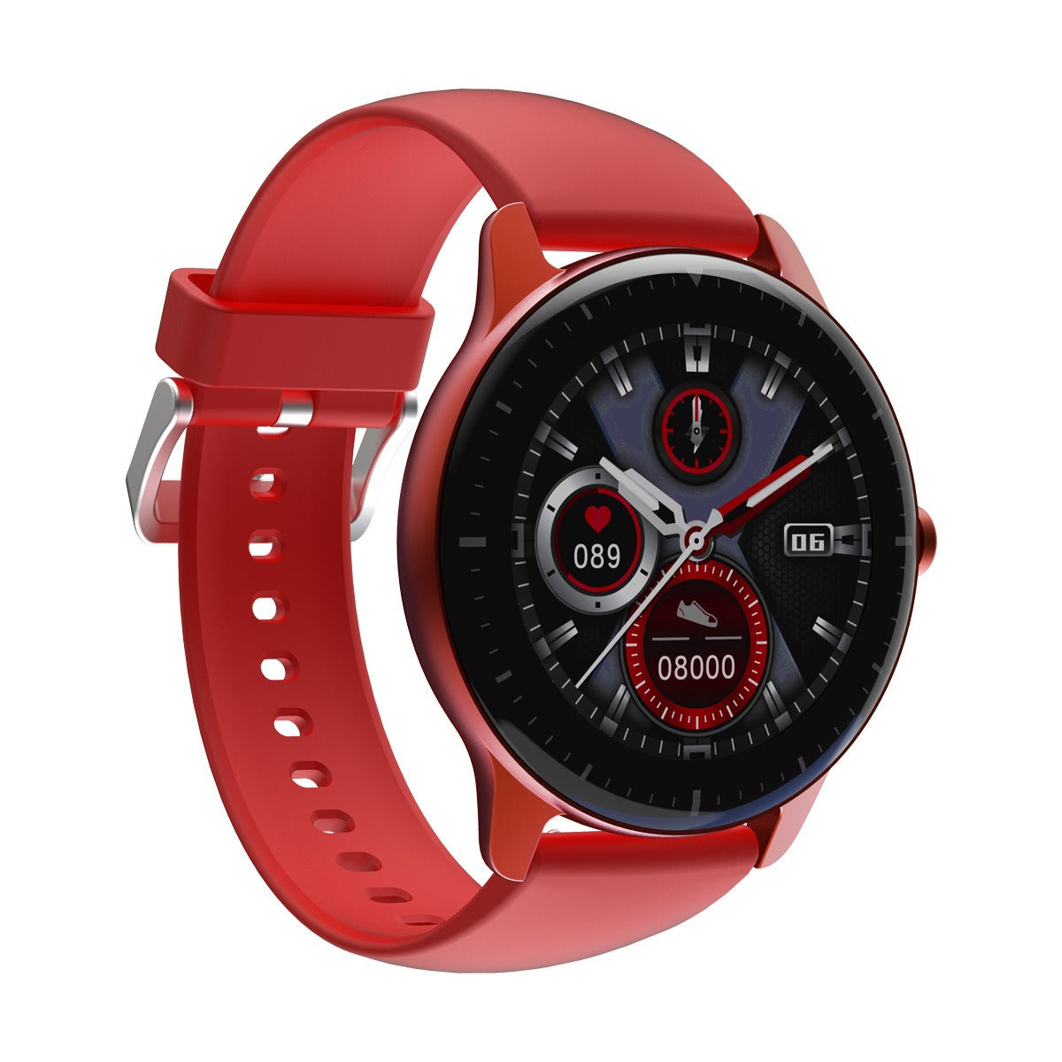 Montre connectée élégante avec écran cristallin et finition métallique
