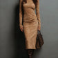 Robe suédine automne avec manches longues et texture douce