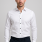 Chemise homme, détail du tissu sans repassage, couleur grise