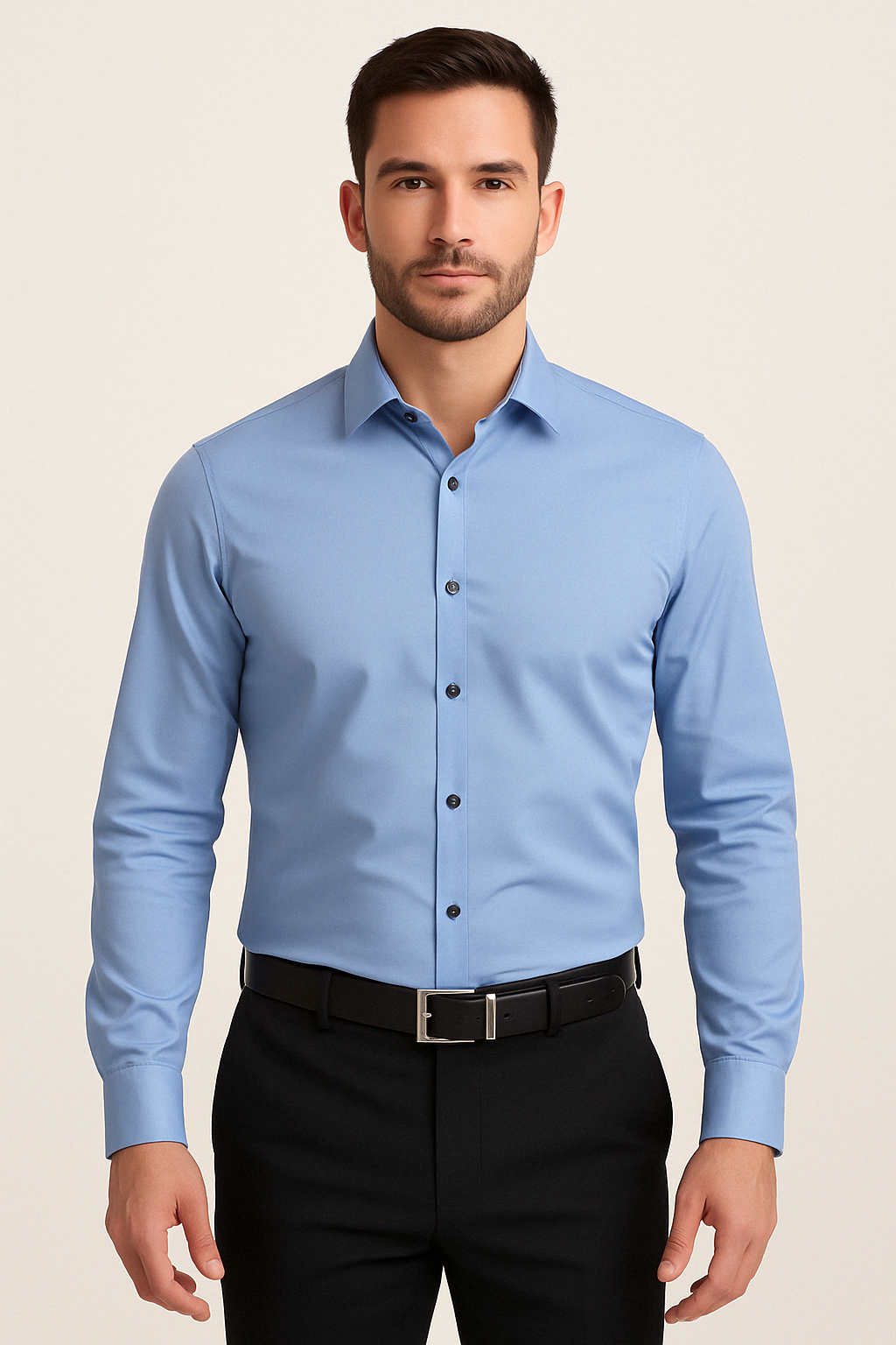 Chemise homme, vue de face, coupe moderne et élégante
