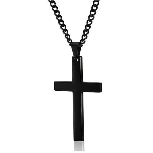 Collier croix en acier inoxydable sur fond clair
