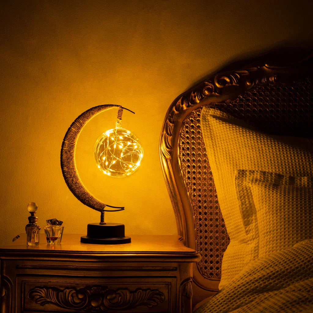 Lampe éteinte, détails du socle en verre