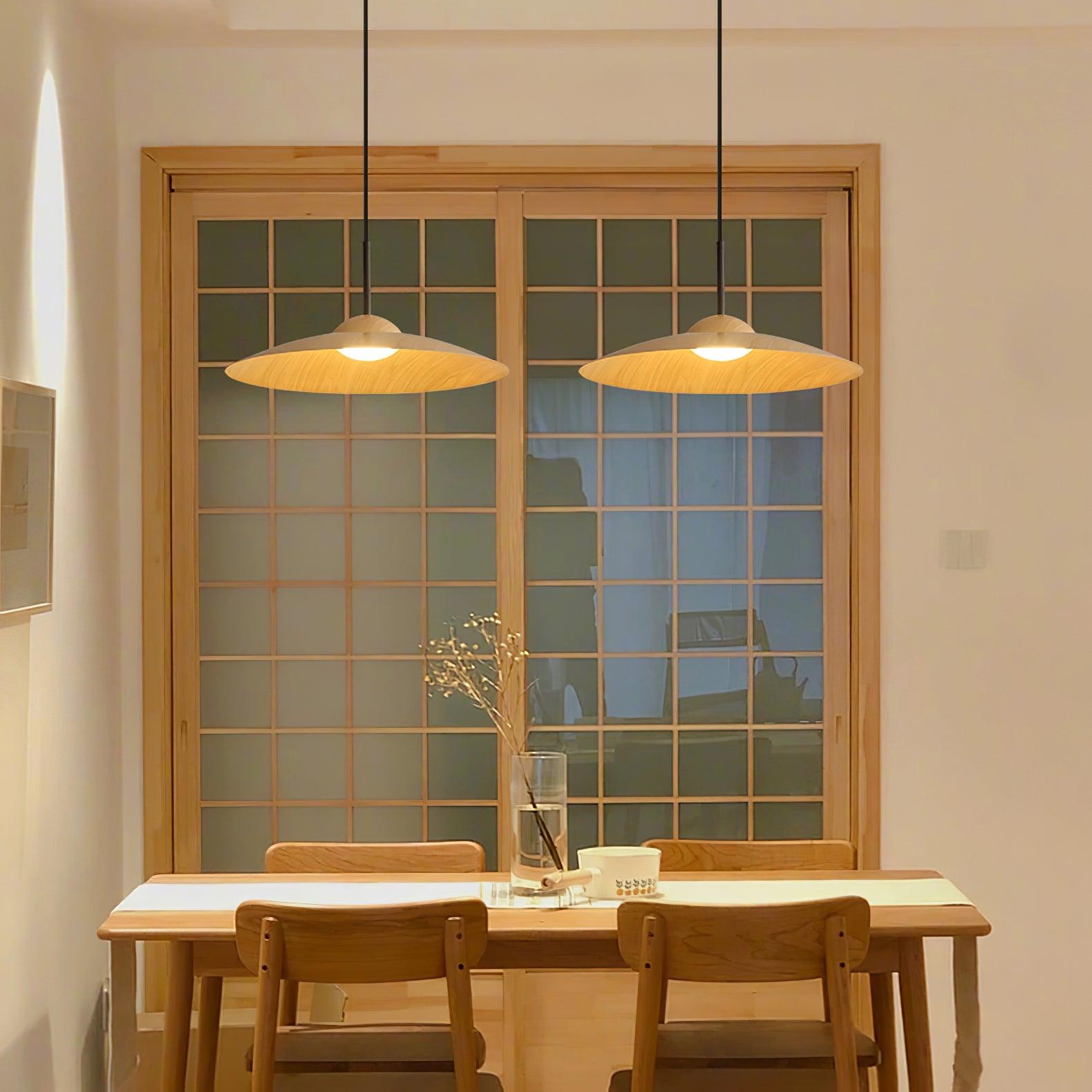 Lampe suspendue avec finition bois original