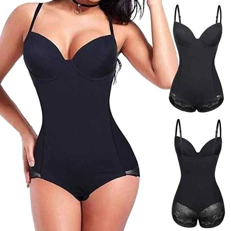 Body shaper noir, vue de face, compression ventre