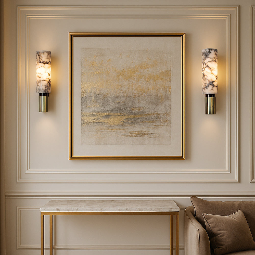 Finition en cuivre et pierre brute de l'applique