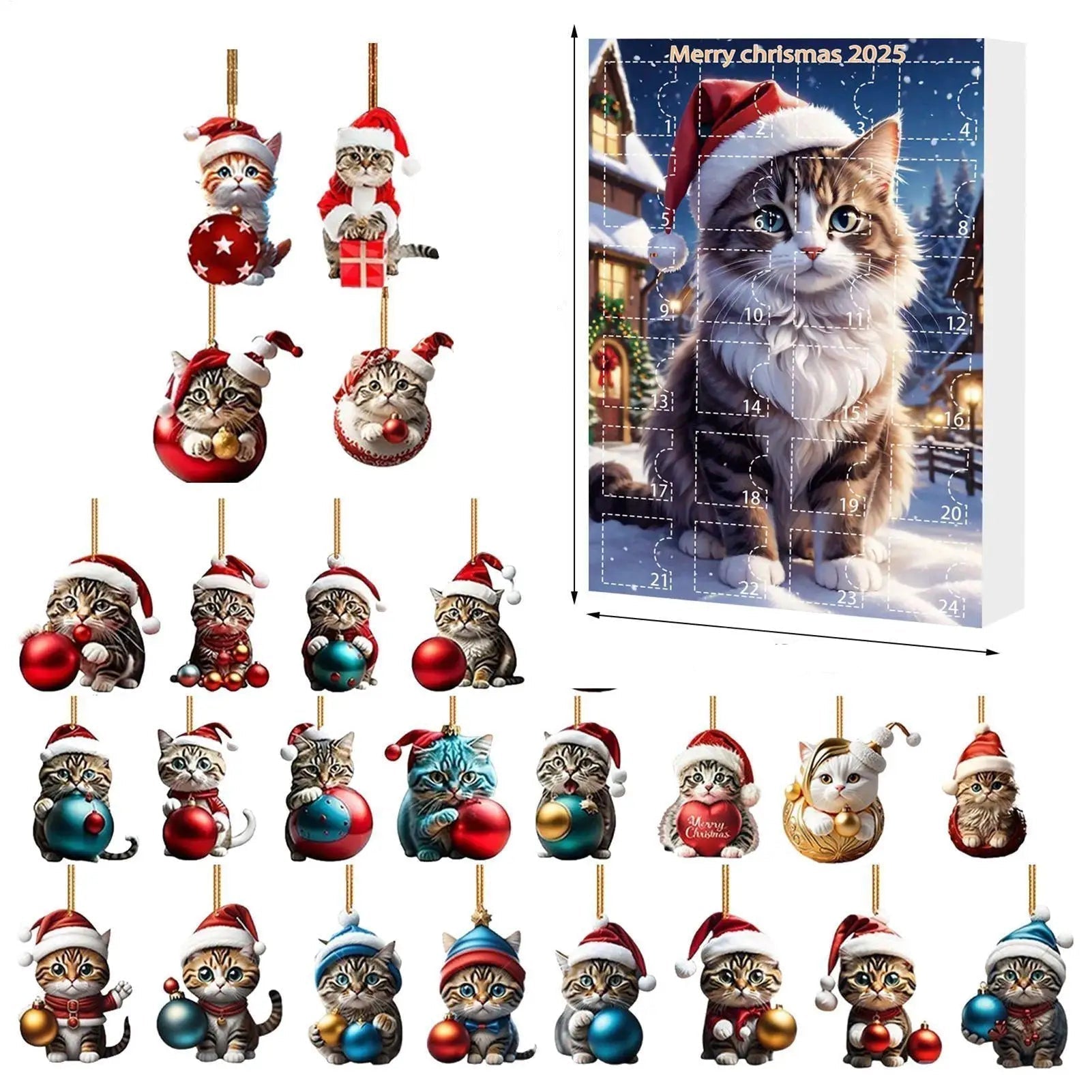 Collection de décorations chats en acrylique sur fond blanc