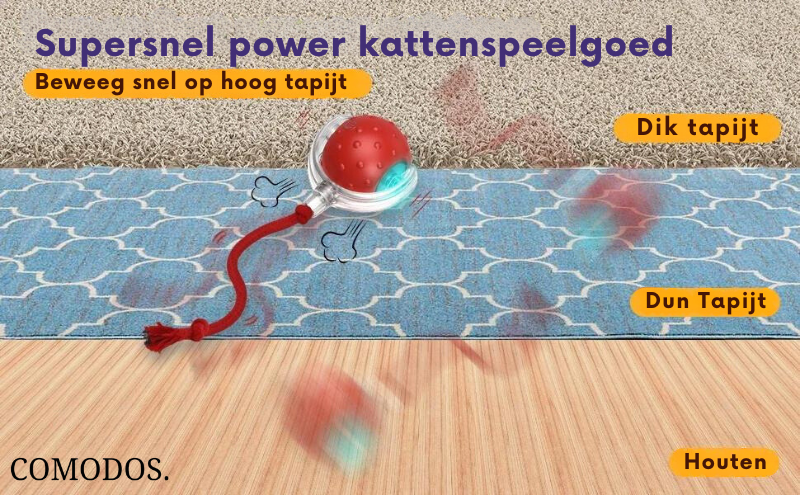 Jouet interactif pour chat sur tapis, en pleine activité