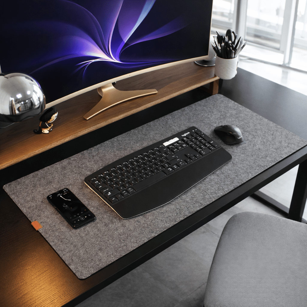 Vue d'ensemble du tapis couvrant un espace de travail