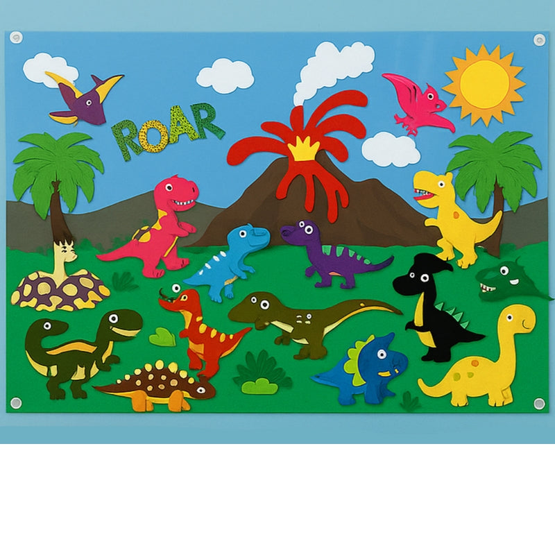 Panneau feutre avec figures animales et paysage imprimé