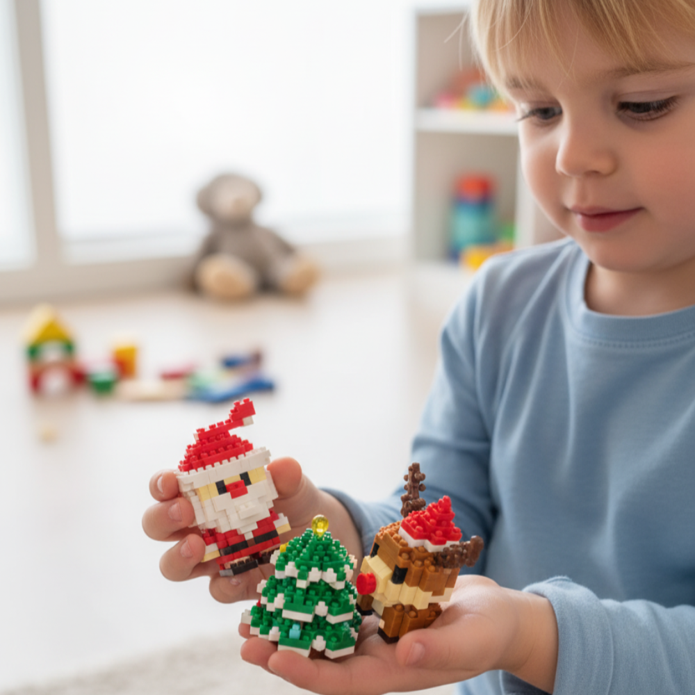 Ensemble de jouets de construction miniatures avec personnages festifs
