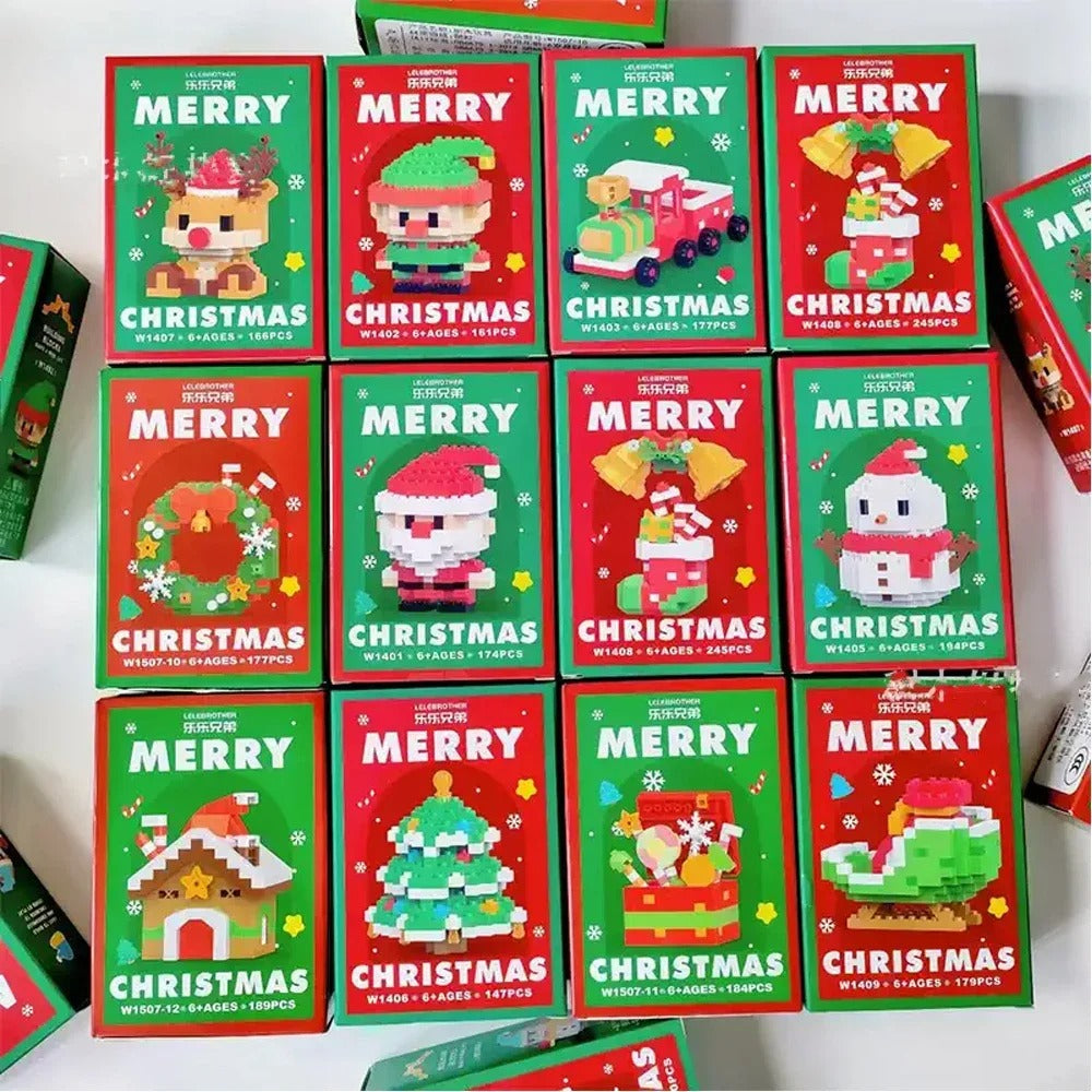 Vue rapprochée des mini briques colorées pour construction festive