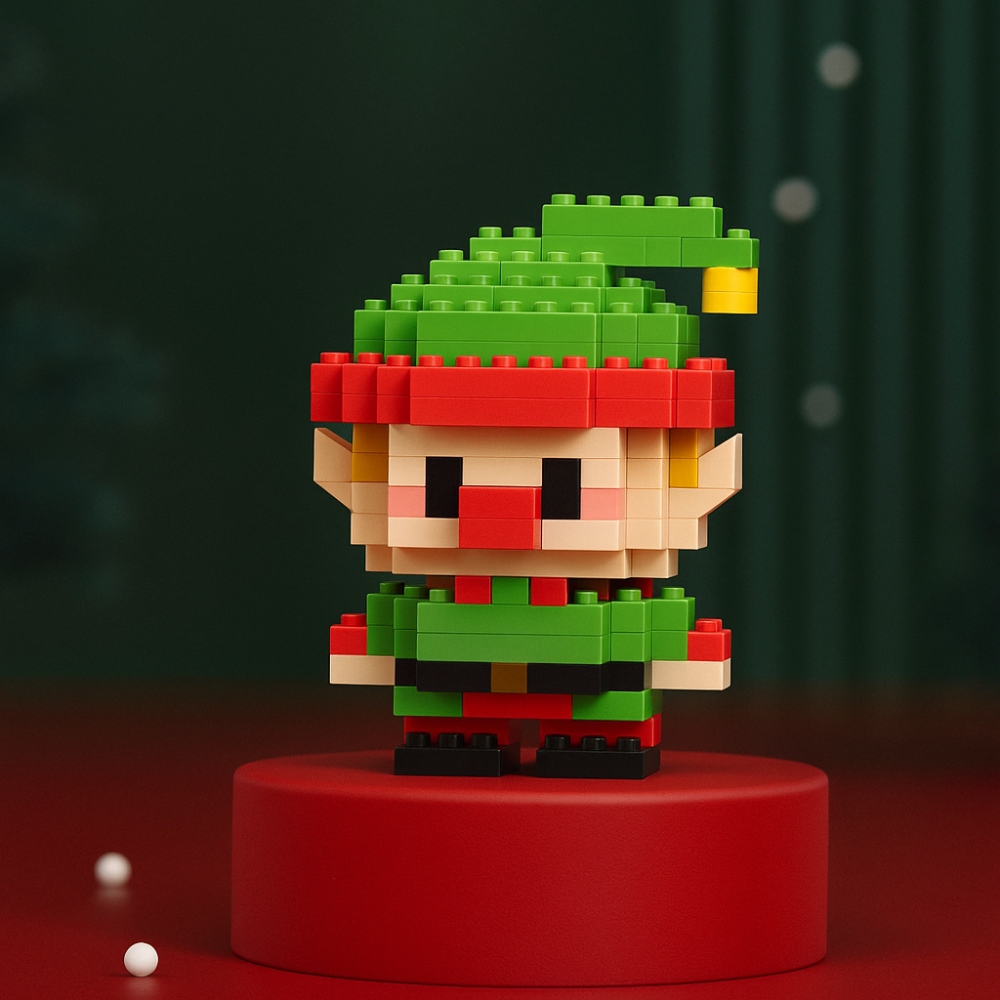 Sapin de Noël miniature construit avec des blocs de construction