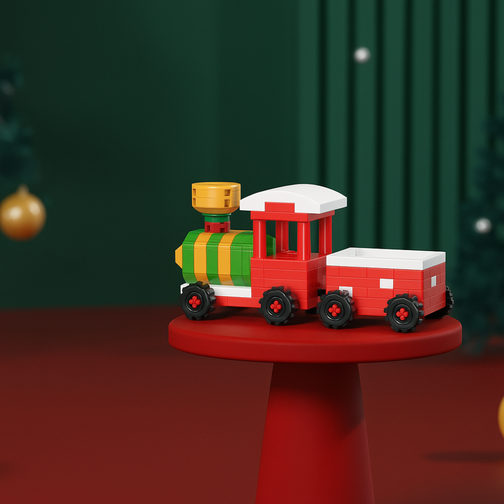 Traîneau de Noël en briques miniatures, prêt à assembler