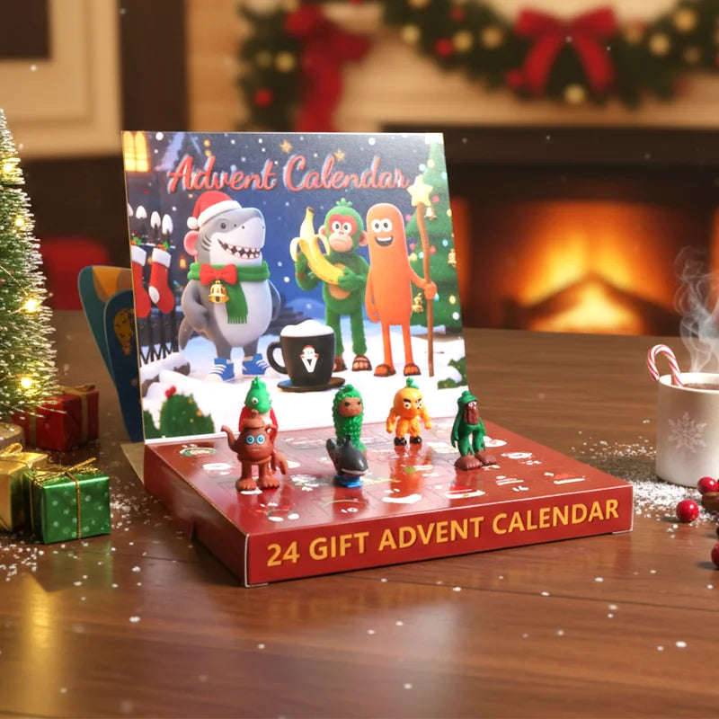 Calendrier de l'Avent avec figurines colorées pour enfants