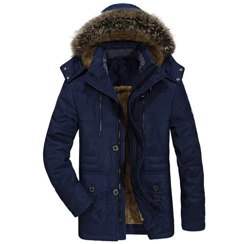 Parka mi-longue avec capuche amovible en fausse fourrure