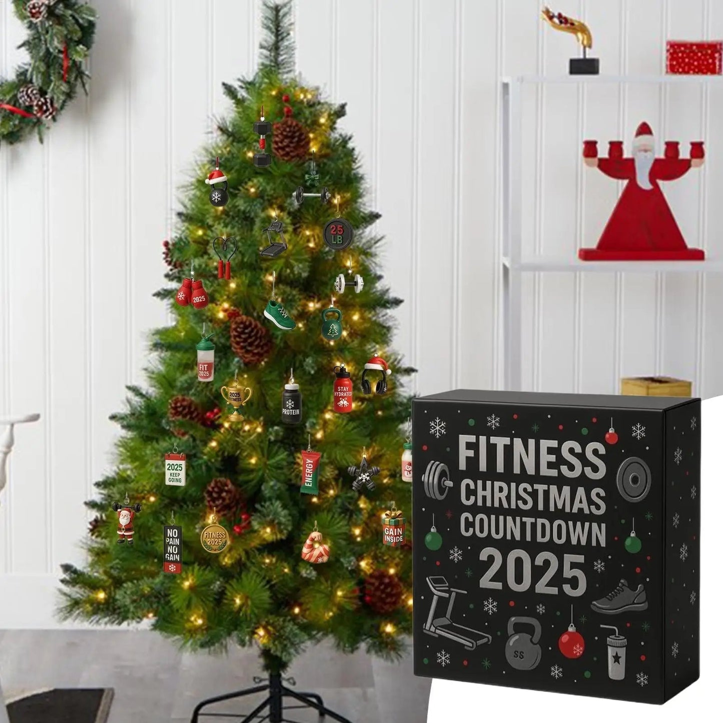 Calendrier festif accroché dans une salle de gym moderne