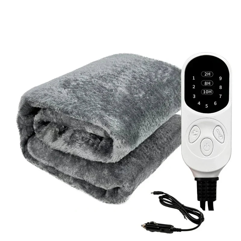 Couverture chauffante en flanelle douce pour voiture, réglable et lavable