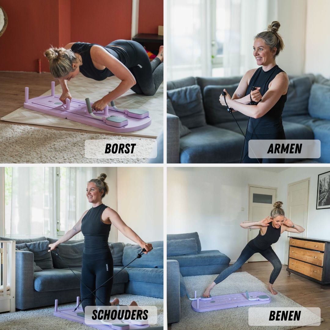 Reformer Pilates en position dépliée pour entraînement complet