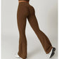 Détail du tissu extensible d'un pantalon de yoga femme