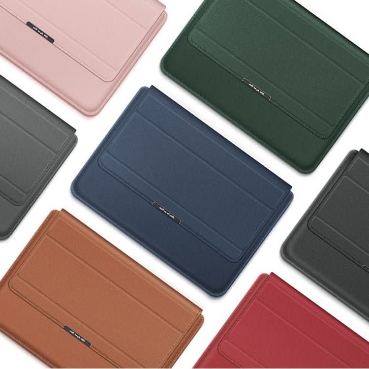 Housse d'ordinateur portable en cuir PU marron, vue de face