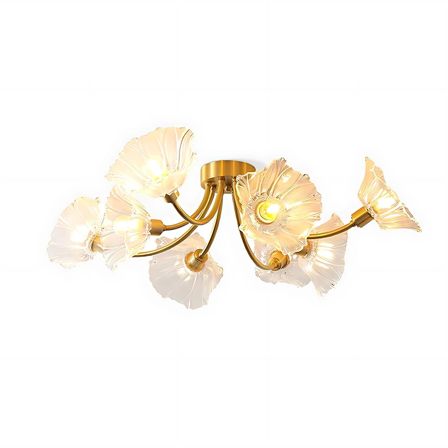Lampe de plafond en verre et laiton vue de dessous