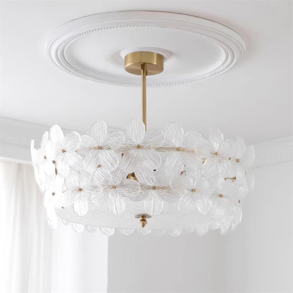 Lampe suspendue avec détails de verre et laiton
