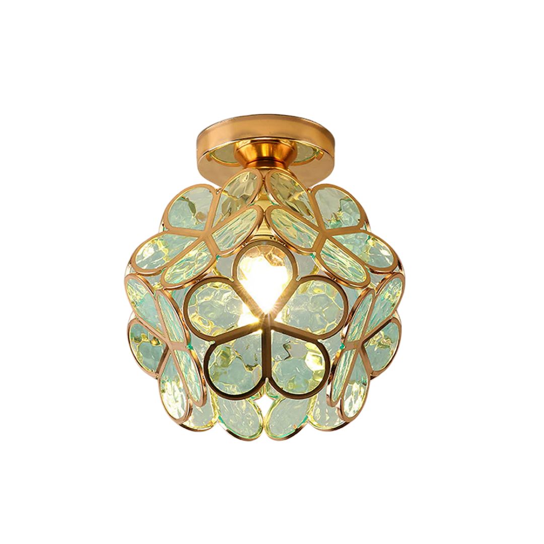 Lampe plafonnier en forme de fleur vue de face