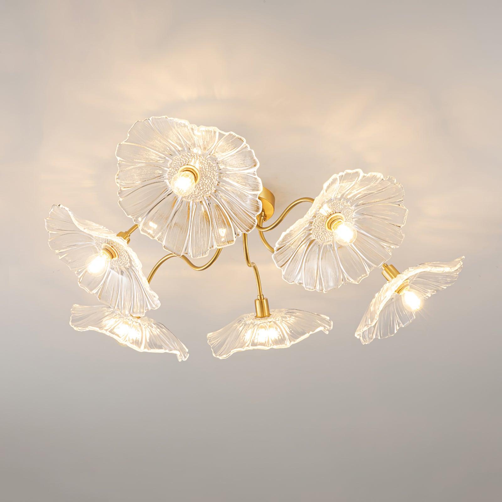 Lampe de plafond avec verre travaillé, design artistique