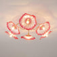 Lampe de plafond en verre, design floral et métal