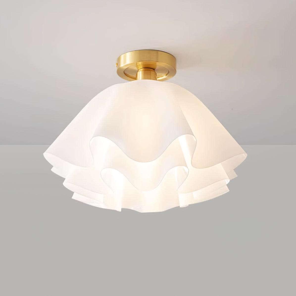 Lustre floral suspendu avec détails en verre ondulé
