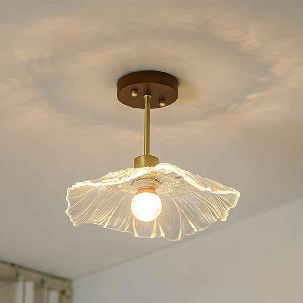Lampe de plafond avec motifs floraux et finition bois
