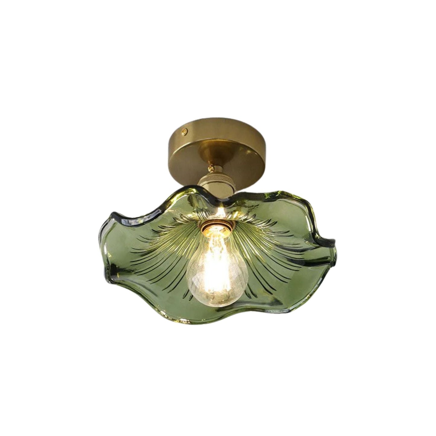 Lampe de plafond en verre vert vue de côté