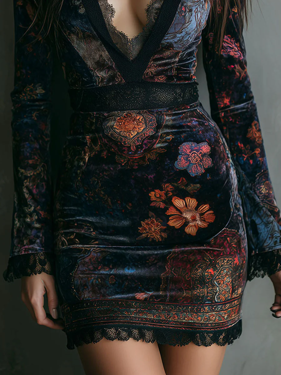 Décolleté en V en dentelle sur robe élégante