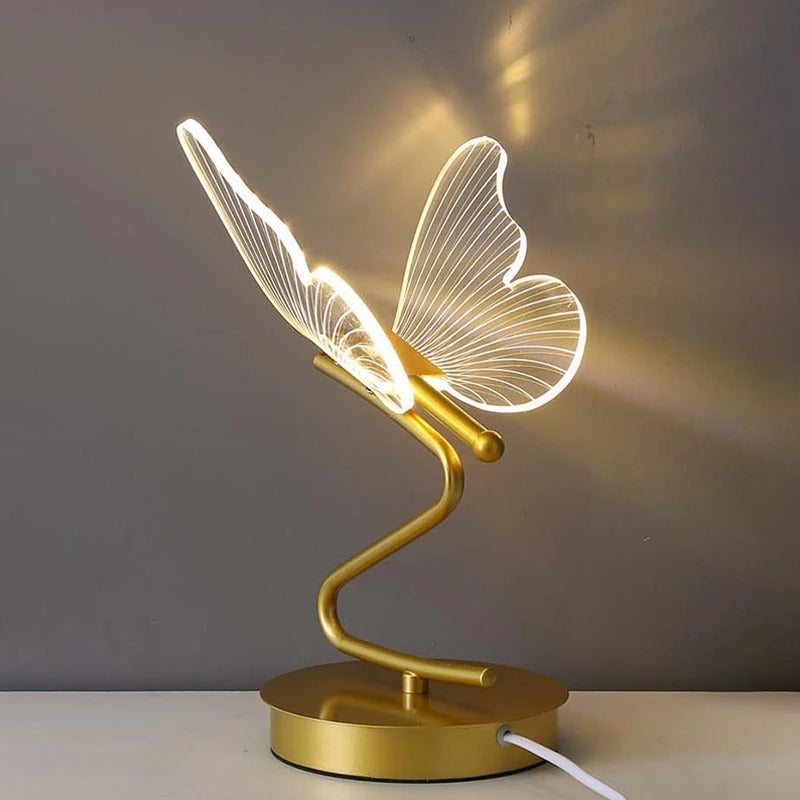 Lampe de table en forme de papillon avec éclairage LED