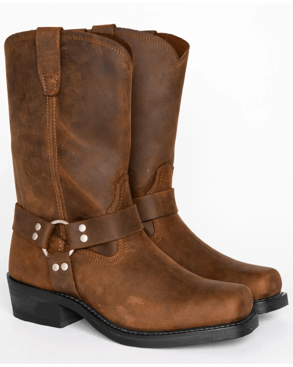 Vue de profil des bottes en cuir imperméable pour hommes