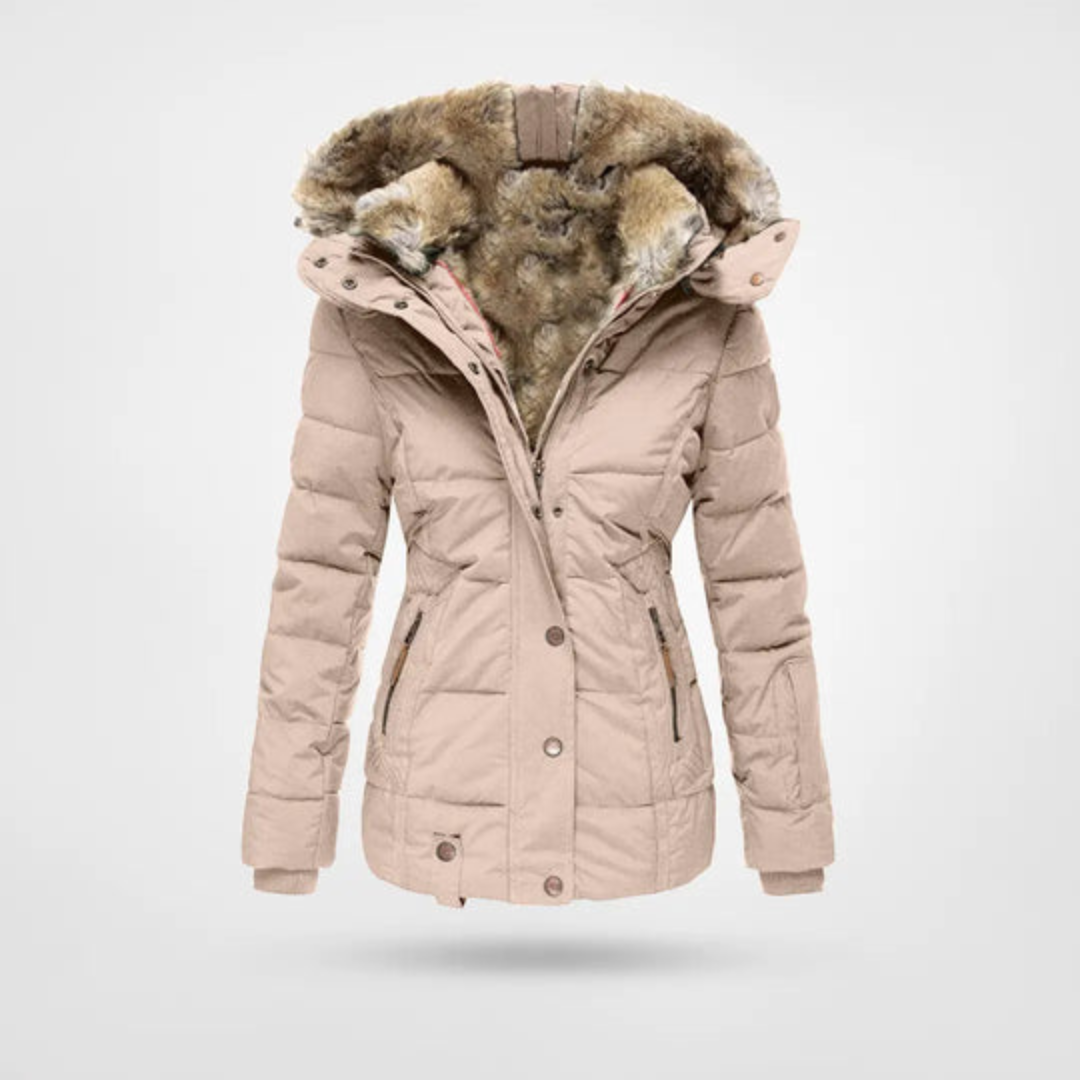 Veste parka puffer femme vue de face sur mannequin