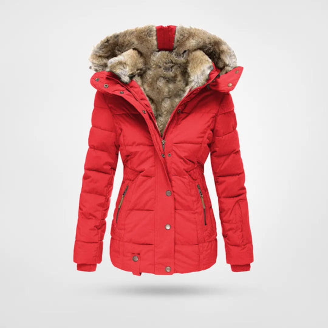 Vue de dos de la parka puffer avec capuche