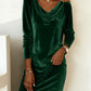 Robe A-line bordeaux en velours, vue de face