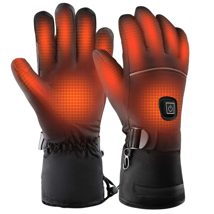 Gants chauffants noirs avec réglage de température visible