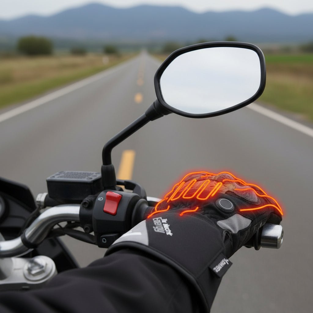 Gants chauffants noirs avec doublure intérieure visible